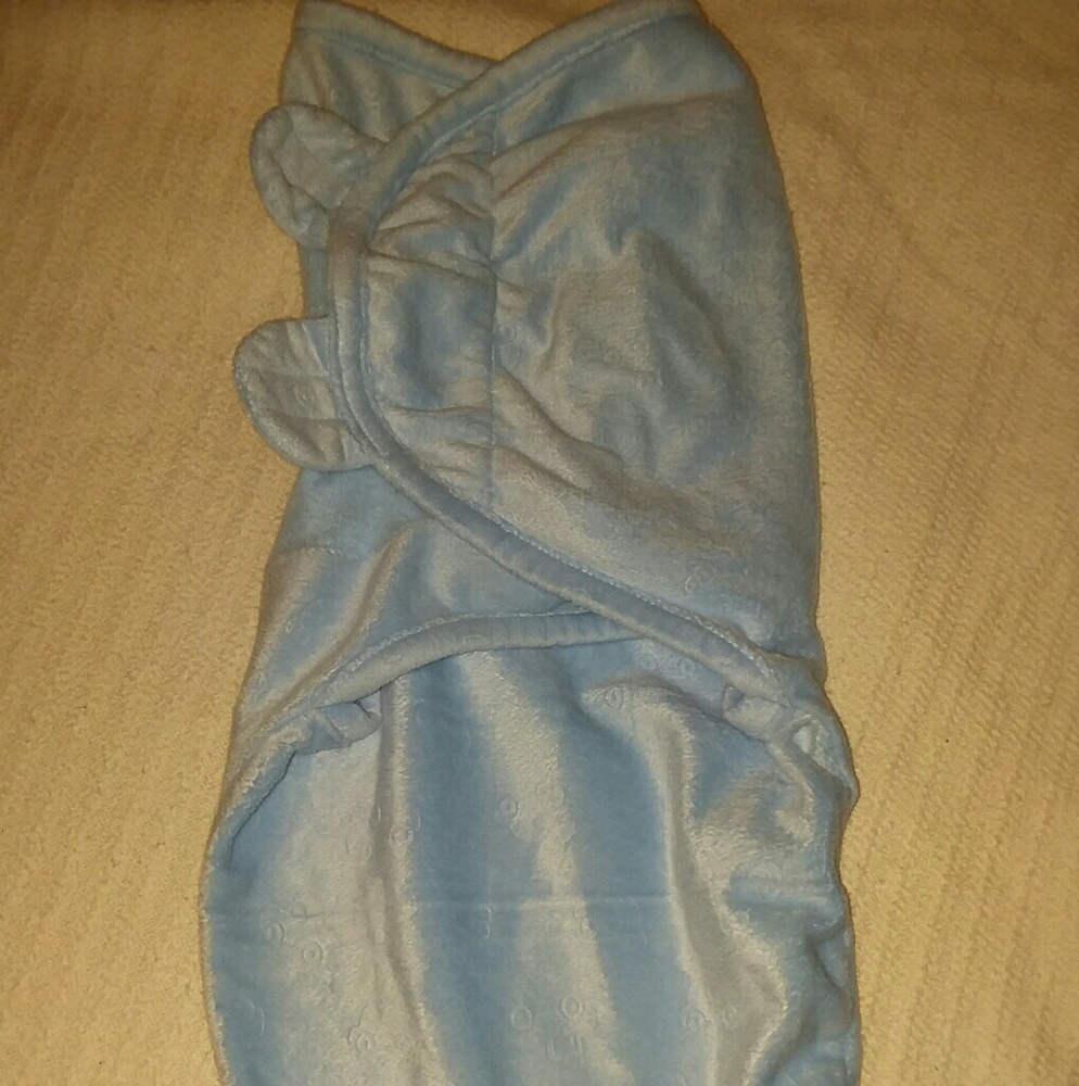 Light Blue Swaddle Me sleepsack.